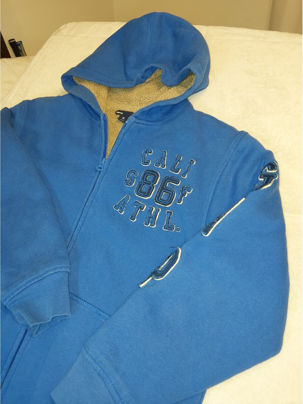 Gap Kids Blue Full Zip Hoodie with Sherpa Lining Size XL (12) 0098